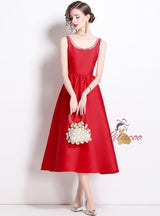 Hand-drilled Silm Waist Sling Dress