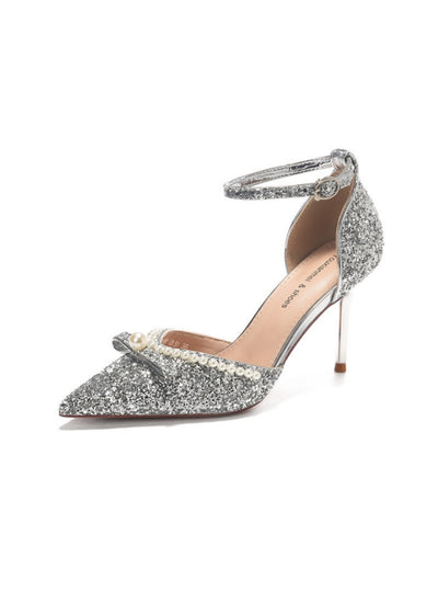 Beaded Pointed Sequined High Heels Shoes