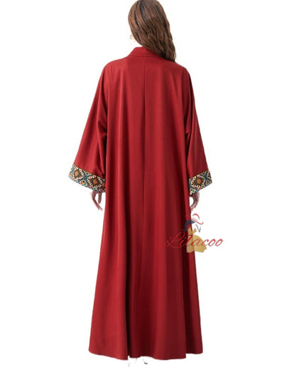 Holiday Palace Embroidered Horn Sleeves Long Dress Two-piece Set