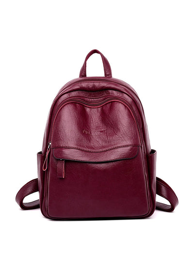 Large-capacity Travel Soft Leather Backpack