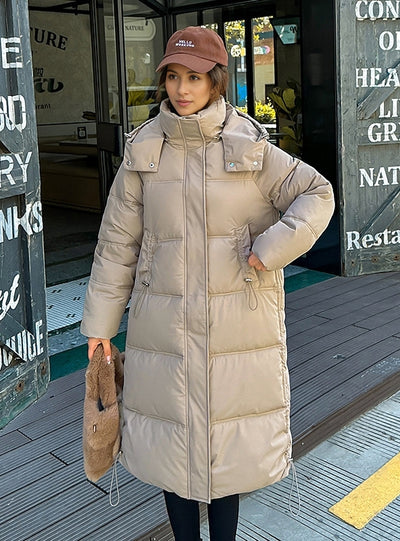 Loose Over-the-knee Thick Hooded Long Cotton-padded Jacket