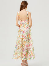 Colored Flower Lace Embroidered Dress