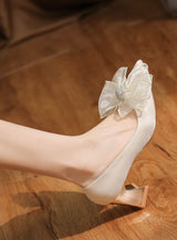 Thick-heeled Bow Pointed High Heels Shoes