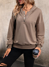 Women Hooded Pullover V-neck Top