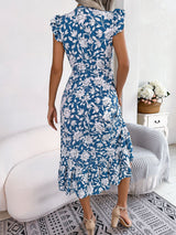 Leisure Flower Silm Waist Holiday Dress