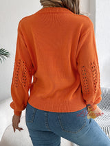 Leisure Solid Color Hollow Pullover Sweater