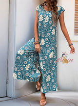 Women Printed Wide-leg Jumpsuit