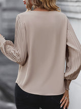 Long Sleeve V-neck Solid Color Shirt