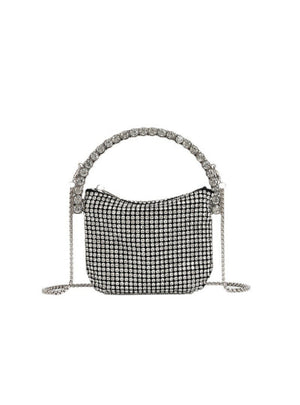 Semi-circular Diamond-encrusted Diagonal Bag