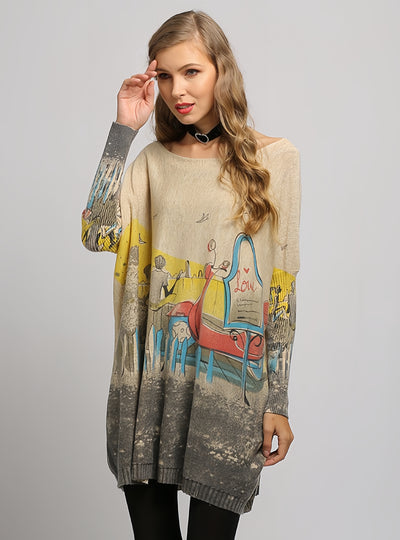 Loose Printed Casual Sweater