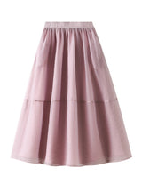 Women Gauze Stitching Big Swing Skirt