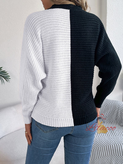 Casual Contrast Long Sleeve Sweater