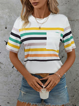 Colored Striped Short-sleeved T-shirt