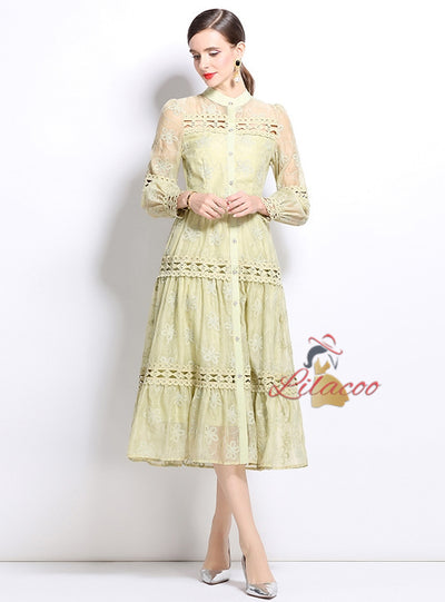 Women Long Sleeve Lace Dress