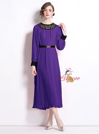 Loose and Slim Fashion Pleated Dress