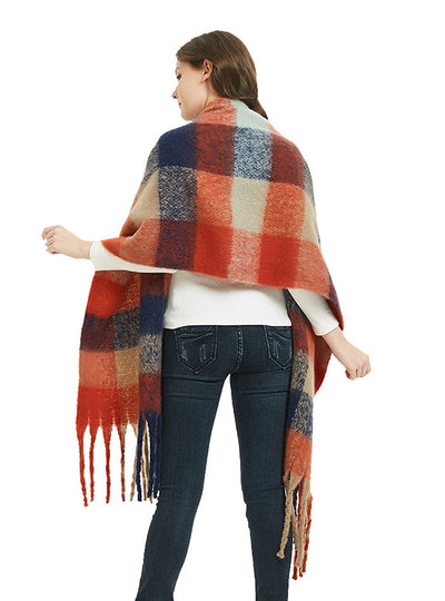 Women Fringed Thick Scarf Shawl