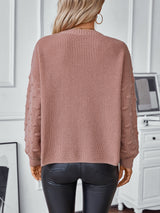 Solid Color Pocket Pullover Sweater Top