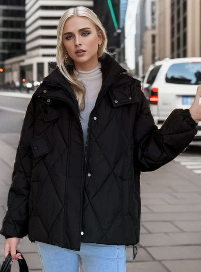 Loose and Slim Diamond Padded Cotton Coat