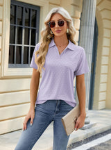 Solid Color Lapel Pocket Short Sleeve T-shirt