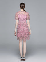 Pink Floral Gauze Cake Dress