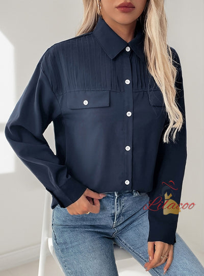 Women Long Sleeve Lapel Shirt