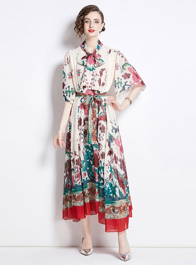 Loose Printed Big Swing Dress