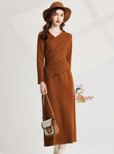 Thickened Semi-high Neck Sweater Dress