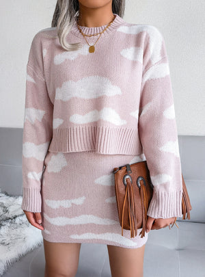 Two-piece Skirt Winter Sweater Suit