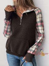 Plaid Vintage Stitching Pullover Top