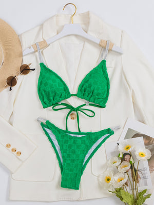 Triangular Cup Solid Color Split Beach Bikini