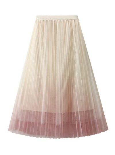 Gradient Gauze Pleated Skirt