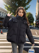 Thick Short Loose Hooded Cotton-padded Jacket