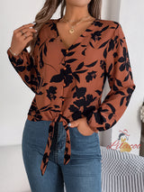 Casual Flower Chiffon Long Sleeve Shirt