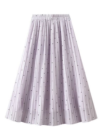 Polka Dot Pleated High Waist Chiffon Pleated Skirt