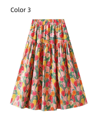 Elastic Waist Holiday Print Slim Skirt