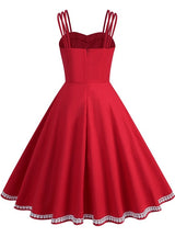 Retro Solid Color Suspender Hepburn Dress