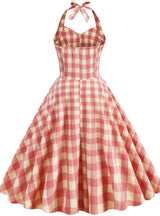 Hepburn Retro Lace-up Halter Dress