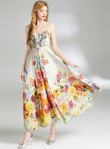 Slim Sleeveless Printed Medium and Long Dress