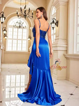 Royal Blue Sequins Spaghetti Straps Prom Dress