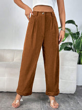 Straight Trousers High Waist Pocket Pant