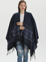 Solid Color Shawl Thickened Tassel Dual-purpose Scarf Cloak