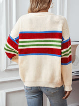 Rainbow Striped Turtleneck Sweater