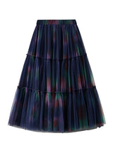 High Waist and Slim Gradient Tie-dyed Gauze Skirt