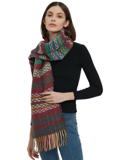 Thickened Wavy Striped National Wind Scarf Shawl