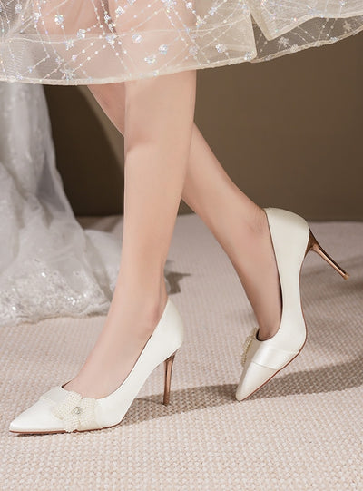 Silk Satin Retro Pointed Thin Single Shoes