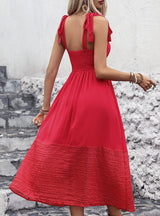 Red Sleeveless Strap Long Dress