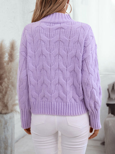 Semi-high Neck Twist Loose Twisted Pullover Sweater