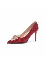 Sequined Crystal Metal Wedding Shoes