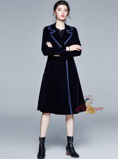 Winter Velvet Long Sleeve Long Coat