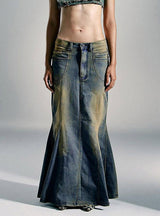 Retro Slim Low Waist Fishtail Skirt